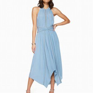 Ramy Brook Melanie Smocked Midi Dress in Light Blue with Embellishment NWT - XS
